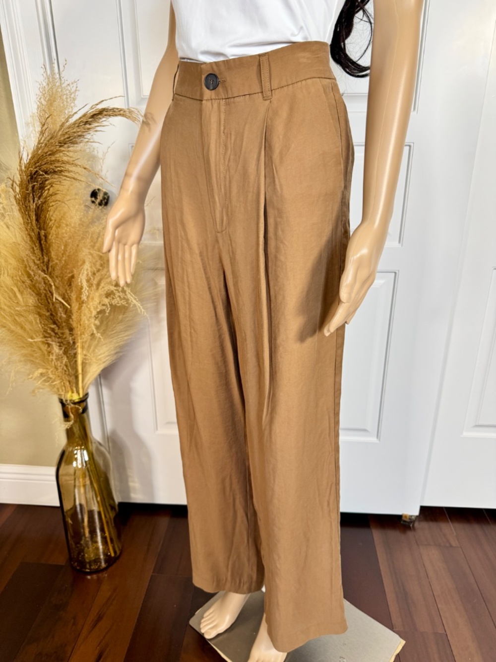 ZARA BROWN WIDE LEG PANTS SIZE MEDIUM - Picture 6 of 13